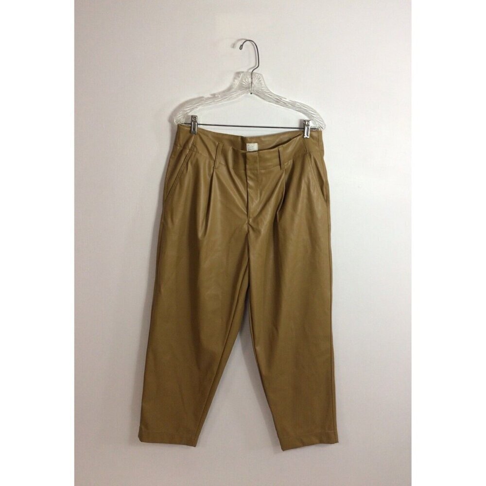 A New Day Leather Pants Wide Leg Crop Womens 14